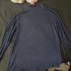 Uniqlo Dark Blue Ribbed Knit Top